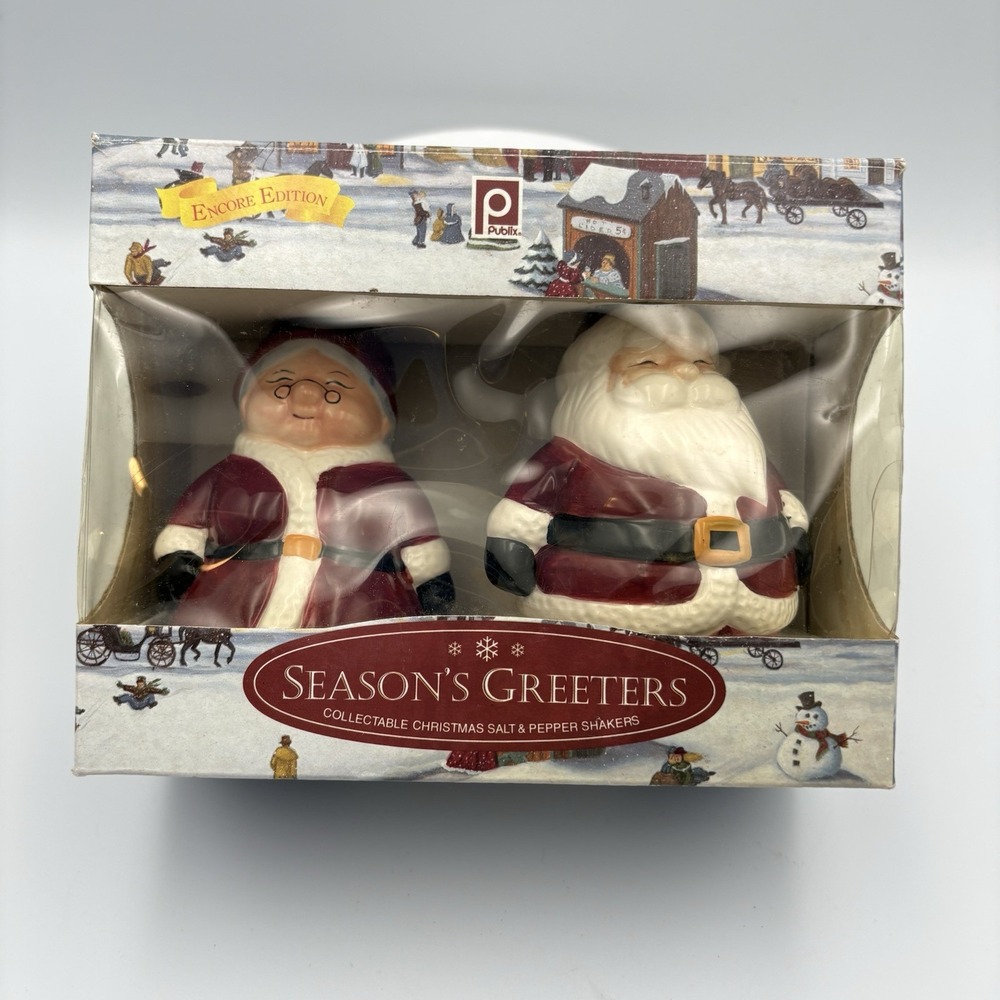 Santa And Mrs. Claus Salt And Pepper Shakers 2001 Vintage NIB Publix